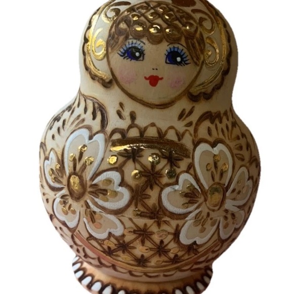 Other - Handcrafted Gold and Cream Matryoshka Doll